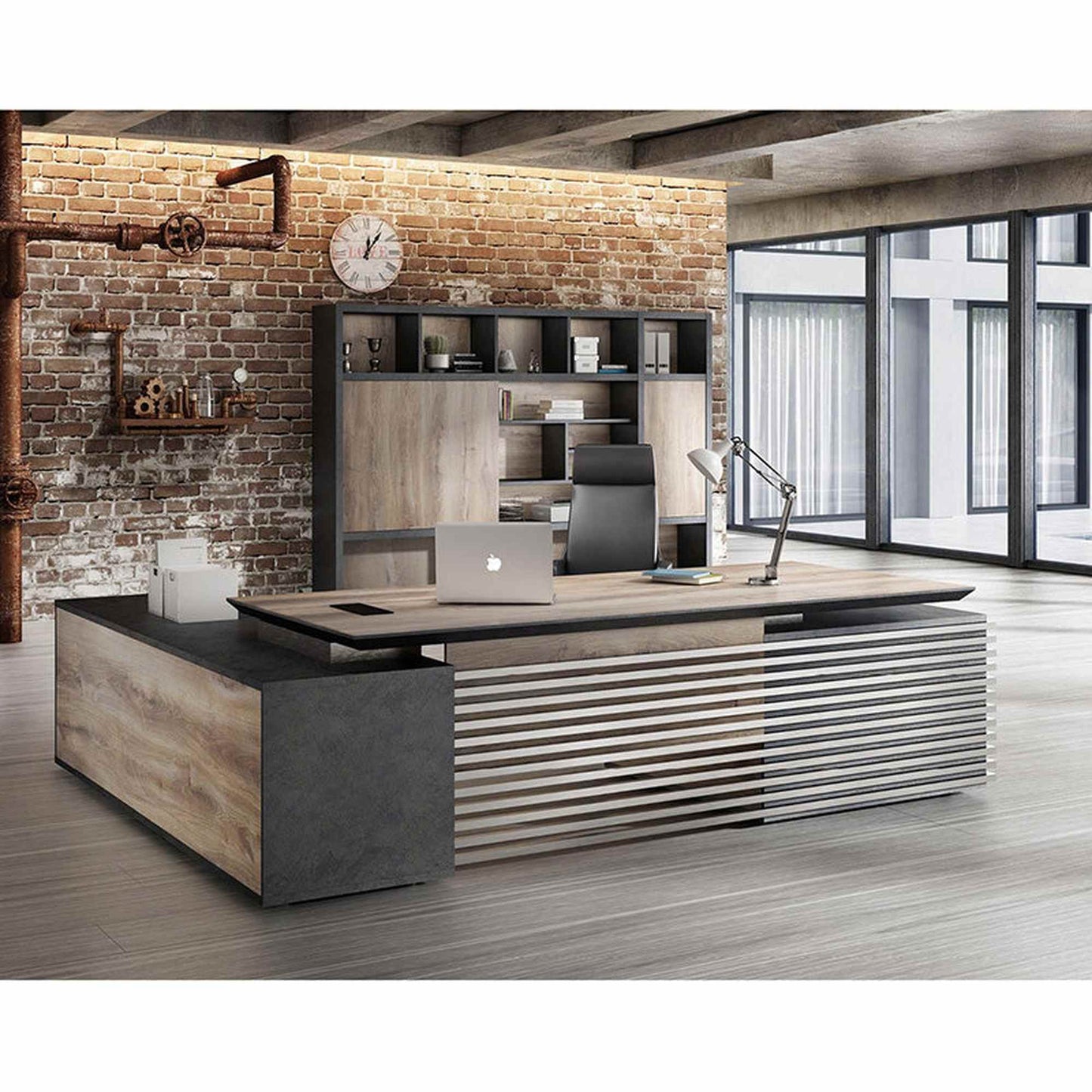 PHOENIX Executive Office Desk with Right Return 2.8M - Mahogany Black,Office Furniture,Desks,Featured Products,Modern Furniture