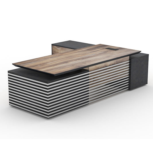 PHOENIX Executive Office Desk with Left Return 2.8M - Mahogany Black,Office Furniture,Desks,Featured Products,Modern Furniture