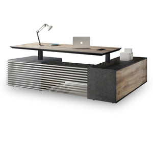 PHOENIX 2.0 - Sit Stand Electric Lift Executive Desk with Left Return 2.8m - Warm Oak & Black