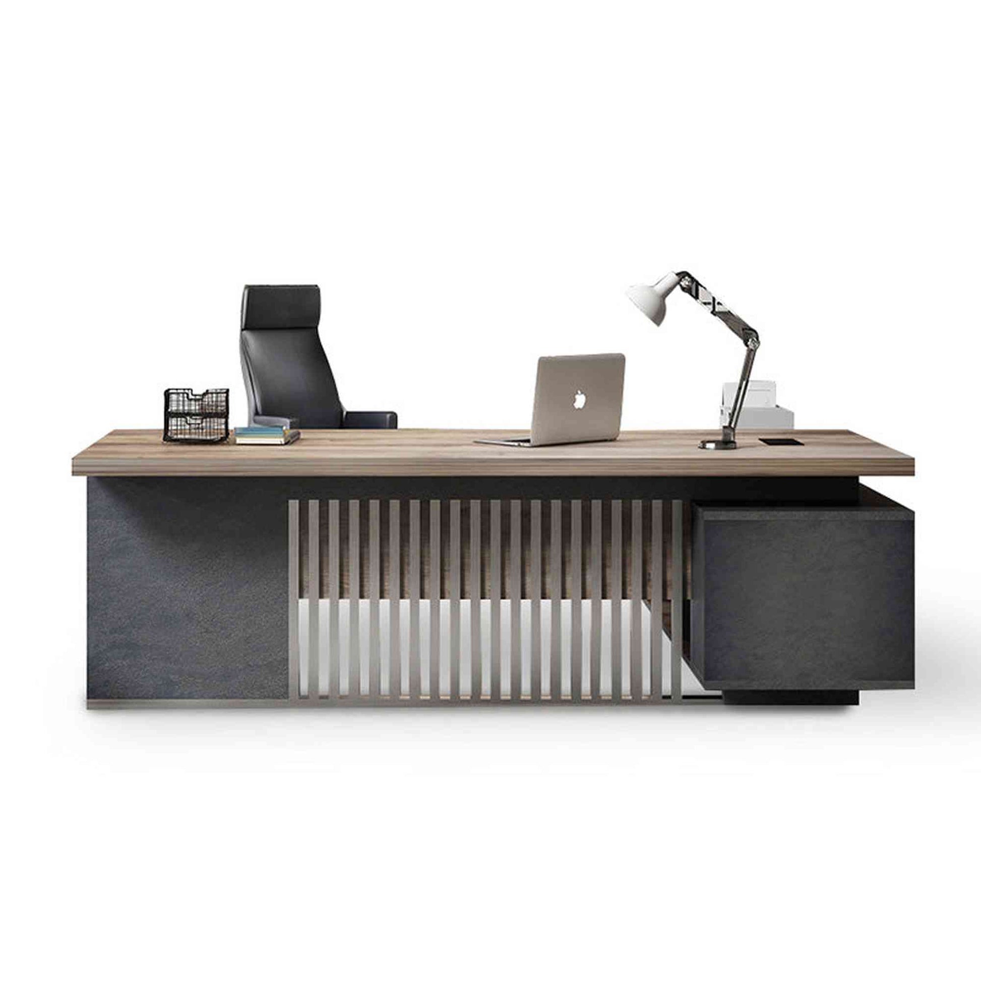 DAXTON Executive Office Desk with Left Return 2.4M - Mahogany Black,Office Furniture,Desks,Featured Products,Modern Furniture