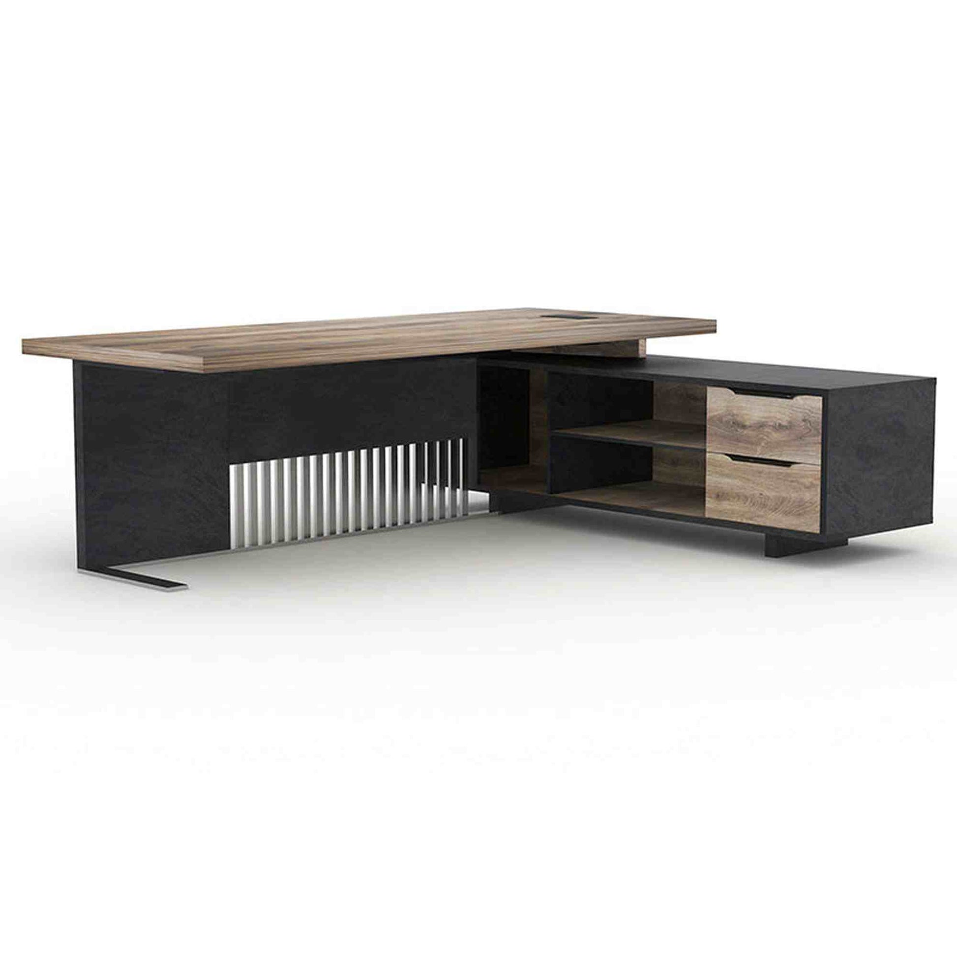 DAXTON Executive Office Desk with Right Return 2.4M - Mahogany Black,Office Furniture,Desks,Featured Products,Modern Furniture