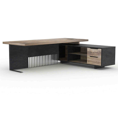 DAXTON Executive Office Desk with Right Return 2.4M - Mahogany Black,Office Furniture,Desks,Featured Products,Modern Furniture