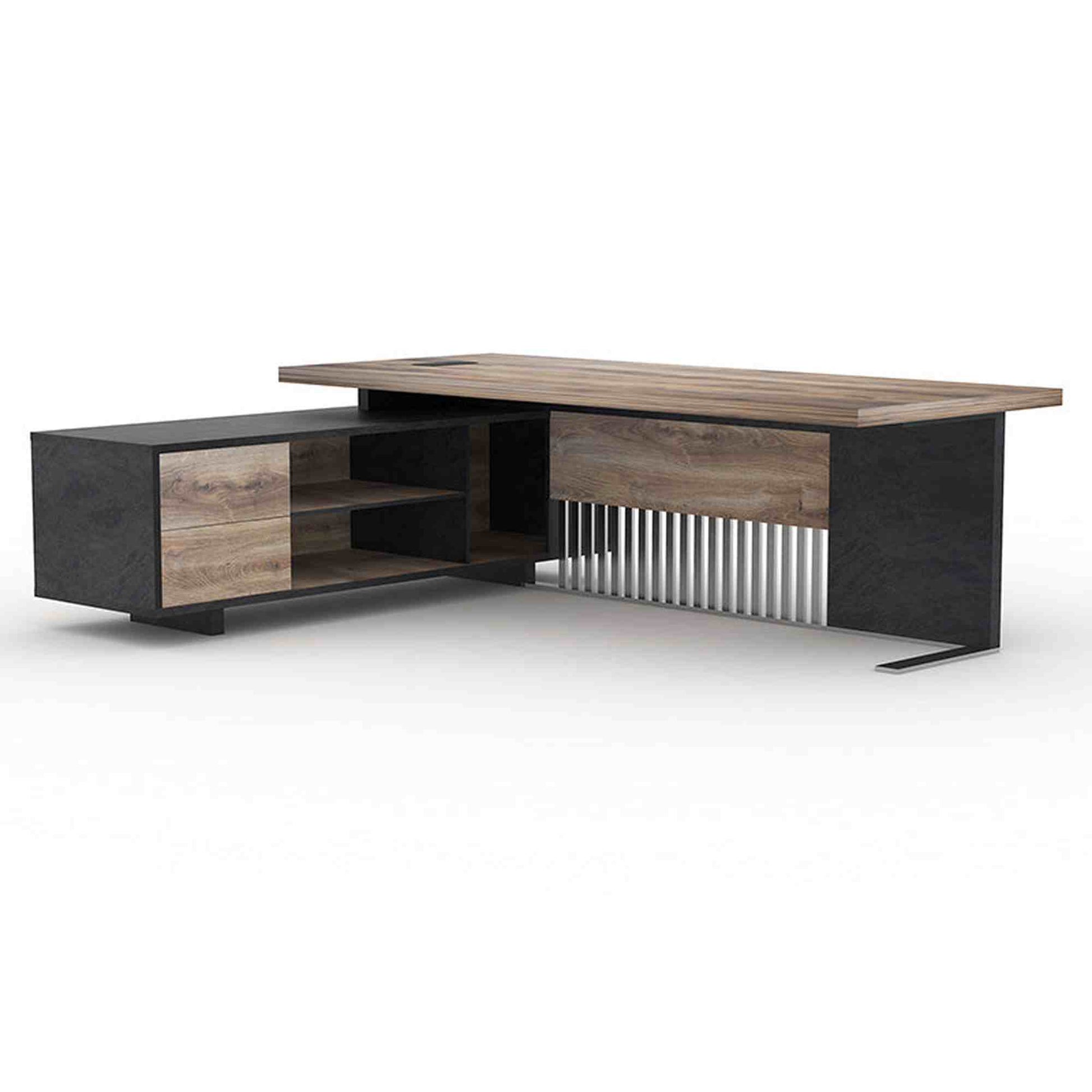 DAXTON Executive Office Desk with Left Return 2.4M - Mahogany Black,Office Furniture,Desks,Featured Products,Modern Furniture