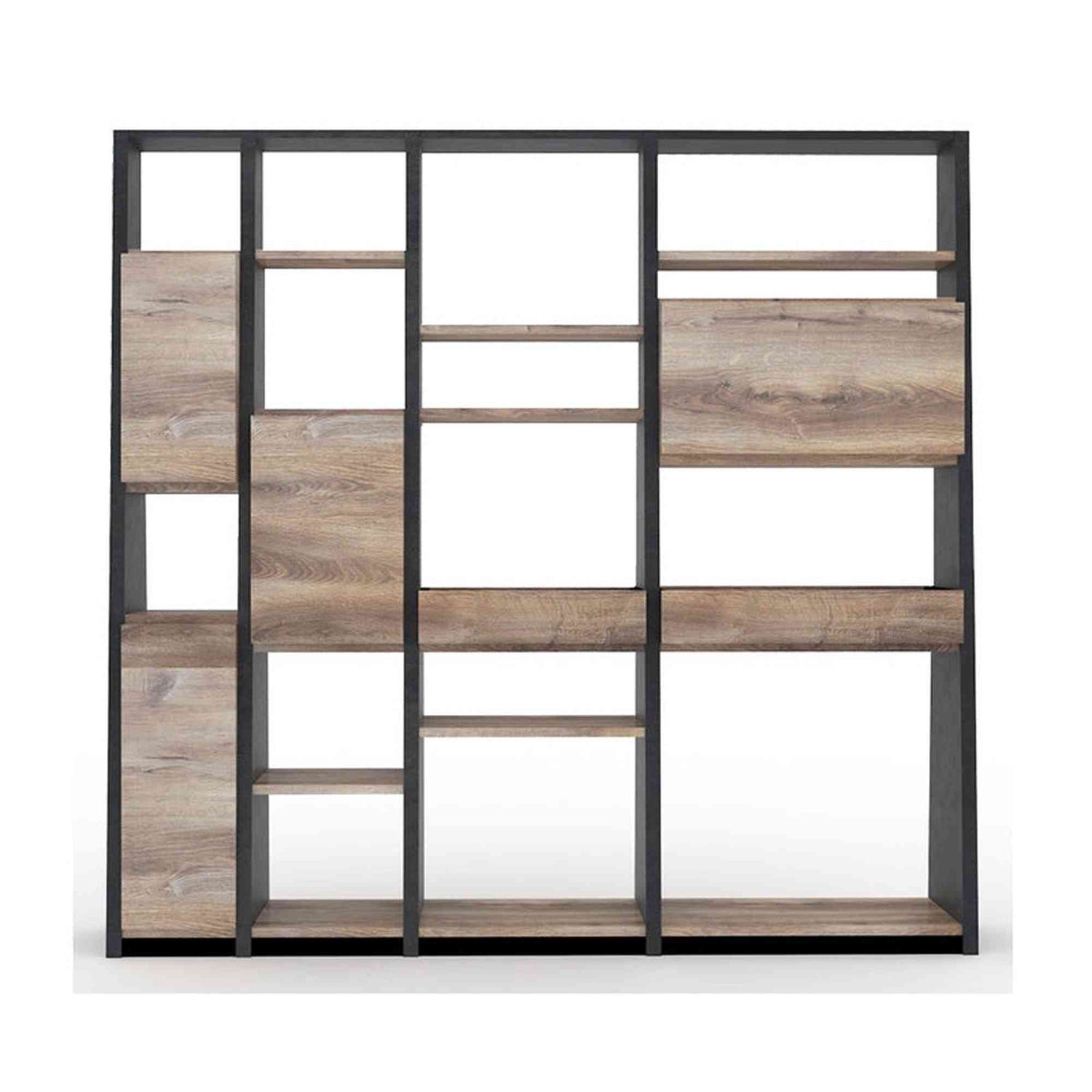 BARON Display Unit 2.3M - Mahogany Black,Office Furniture,Wall Units,Modern Furniture