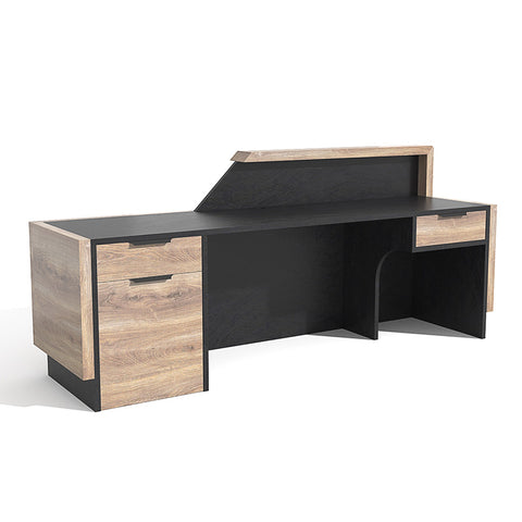 CONROY 2.4M Reception Desk Right Panel - Warm Oak & Black
