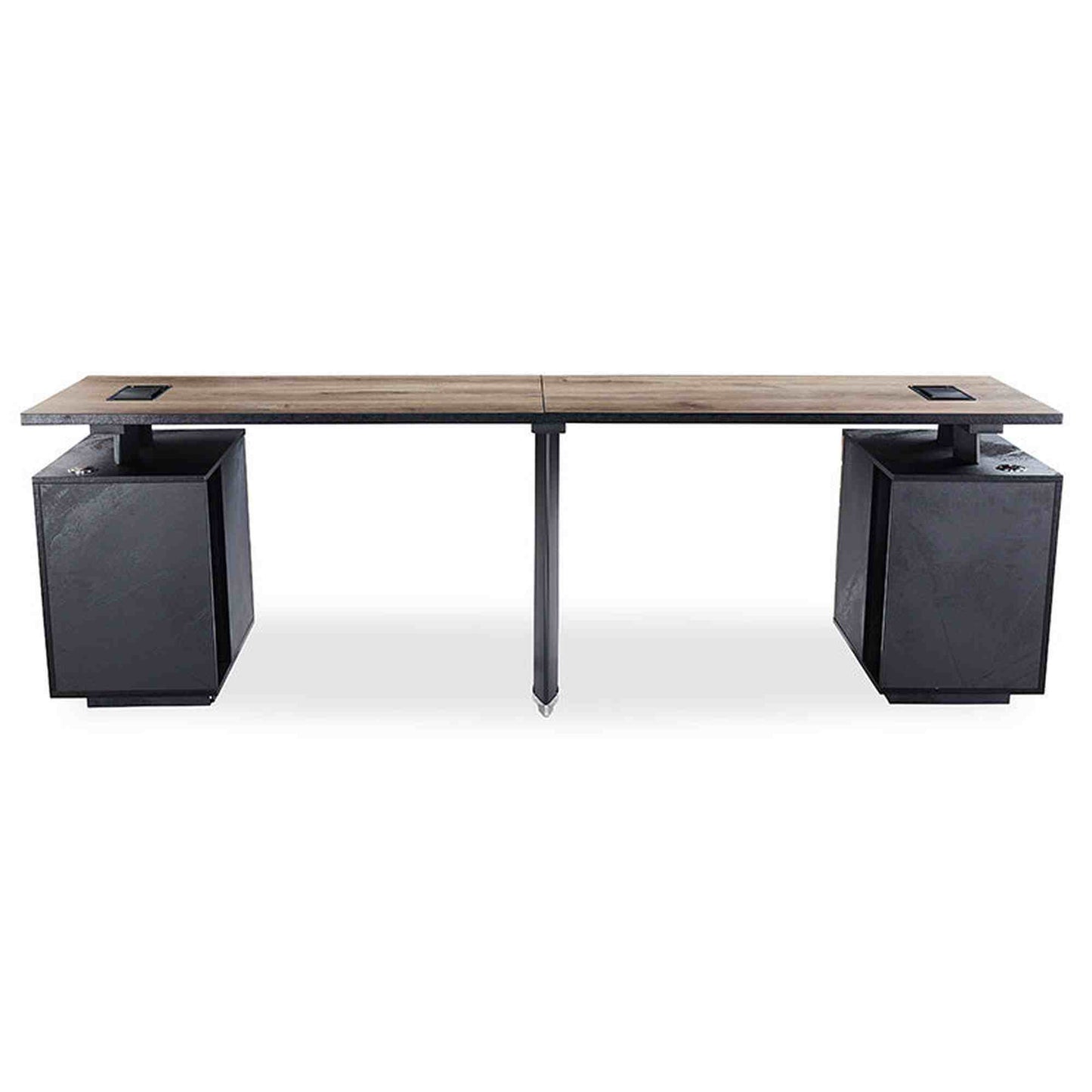 ARTO 2 People Workstation with 2 Cabinets  2.4M - Warm Oak & Black