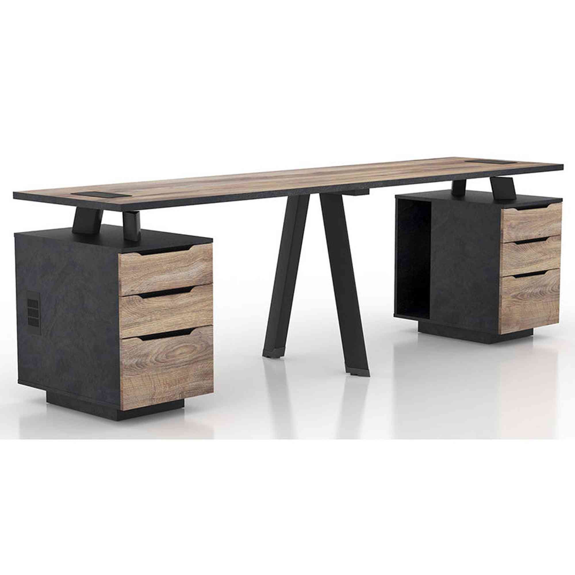 ARTO 2 People Workstation with 2 Cabinets 2.4M - Warm Oak ARTO 2 People Workstation with 2 Cabinets 2.4M - Warm Oak