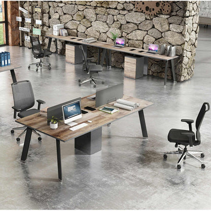 ARTO 2 People Workstation Desk with 1 Cabinetc  2.40M - Mahogany Black,Office Furniture,Desks,Featured Products,Modern Furniture