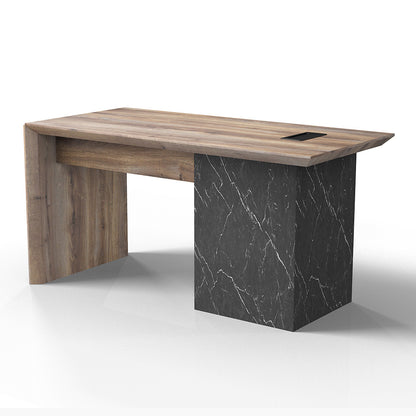 LOGAN Executive Desk Reversible 180cm - Warm Oak & Black