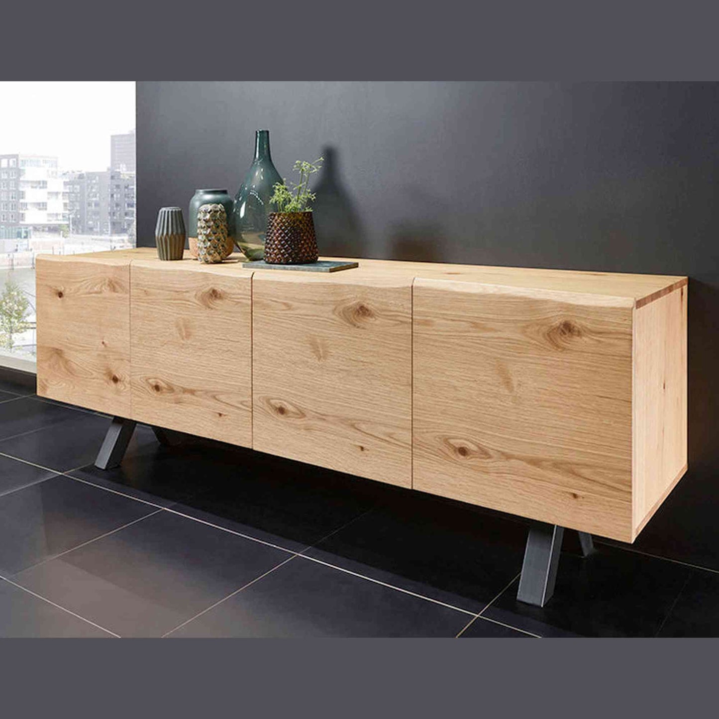 OLIVETO Sideboard Buffet 200cm - Brown & Black