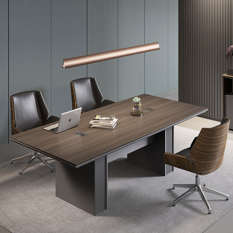 MADDOK Boardroom Table 2.4M - Chocolate & Charcoal Grey