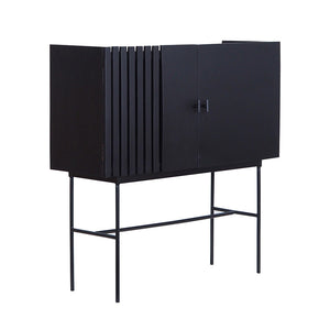 SHANTI Tall Sideboard 120cm Solid Acacia Wood - Black