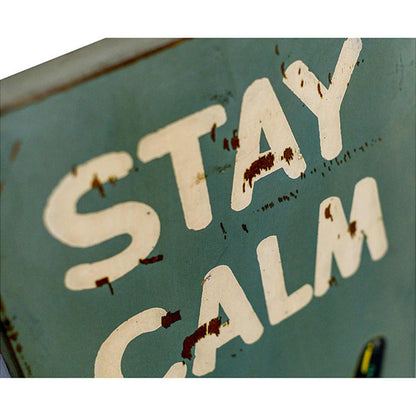 Wooden Print "Stay Calm Pop A Top" In Antique Blue,Home Decor,Wall Hangings,Modern Furniture