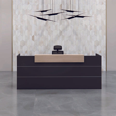 BELEN Reception Desk 1.8M - Acacia & Carbon Grey