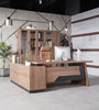 SUTTON Executive Desk with Right Return 180cm - 200cm - Warm Oak & Black