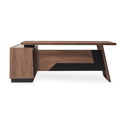 SUTTON Executive Desk with Right Return 180cm - 200cm - Warm Oak & Black