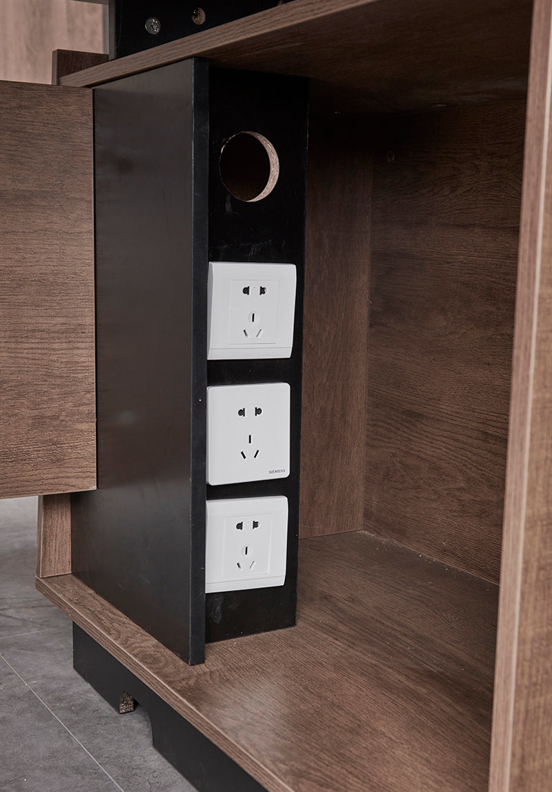 SUTTON Executive Desk with Right Return 180cm - 200cm - Warm Oak & Black