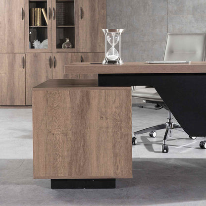 KELLEN Executive Desk with Right Return 1.6-1.8M - Warm Oak & Black
