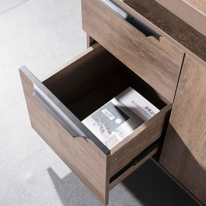 KELLEN Executive Desk with Left Return 1.6-1.8M - Warm Oak & Black