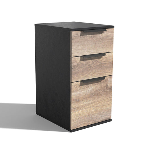TRIBECA 3 Drawer Filing Pedestal Cabinet - Warm Oak & Black