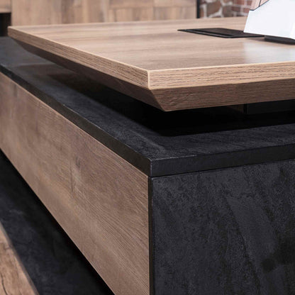 PHOENIX Executive Desk with Left Return 2.8M - Warm Oak & Black