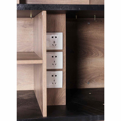 DAXTON Executive Desk with Right Return 2.4M - Warm Oak & Black