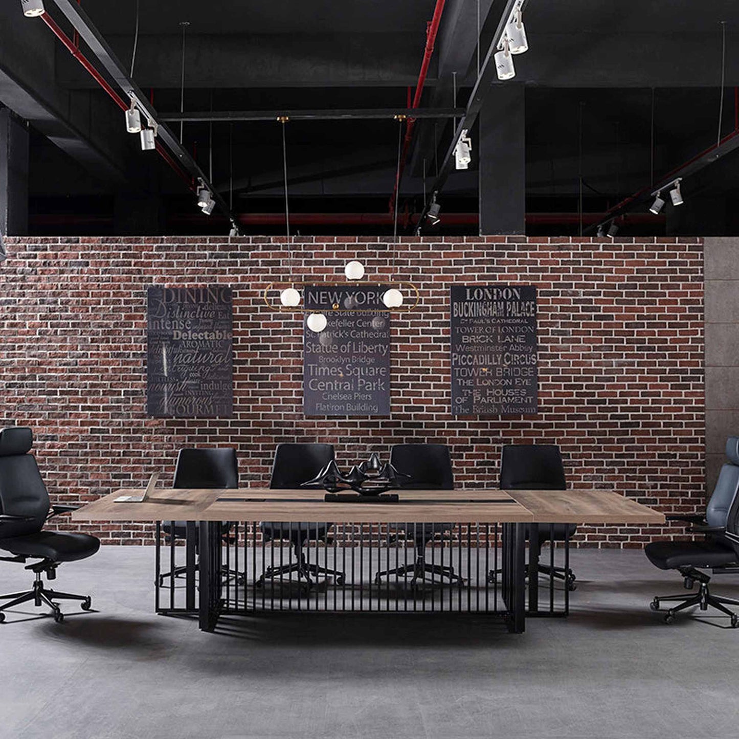 VIDAL Boardroom Table 3.6m x 1.2m - Warm Oak & Black