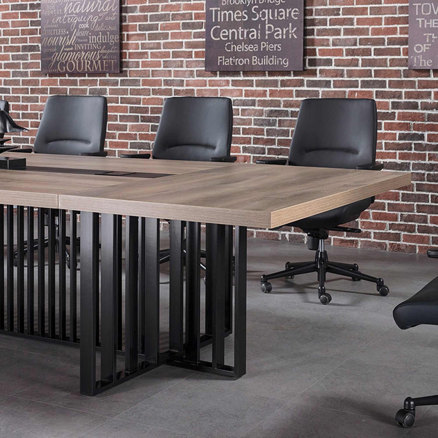 VIDAL Boardroom Table 3.6m x 1.2m - Warm Oak & Black