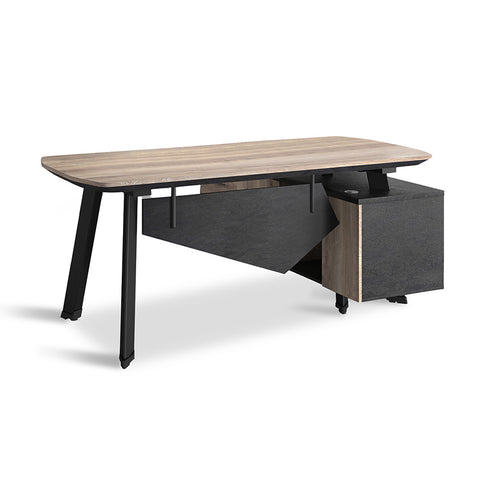 ARTO Executive Office Desk with Reversible Return 1.8M - 2.0M - Warm Oak & Black