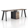 ARTO 2 People Workstation Desk 1 Cabinet  2.4M - Warm Oak & Black