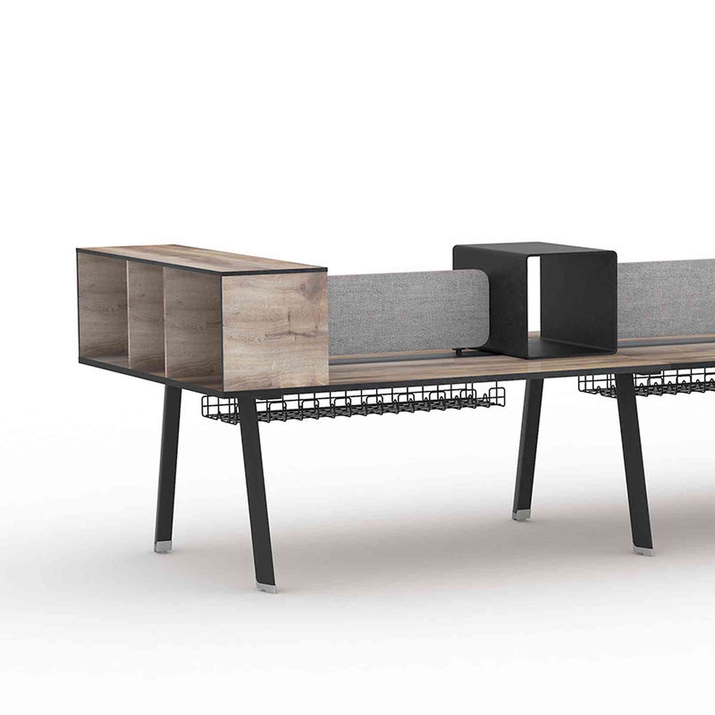 ARTO 6 Person Workstation Double Sided 5.0M - Warm Oak & Black