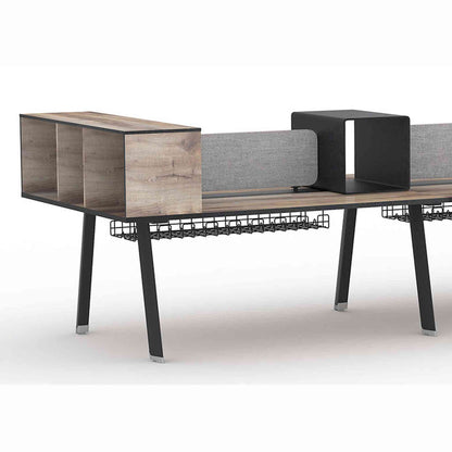 ARTO 6 Person Workstation Double Sided 5.0M - Warm Oak & Black