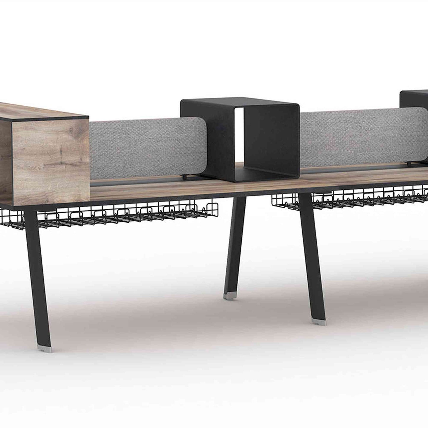 ARTO 6 Person Workstation Double Sided 5.0M - Warm Oak & Black