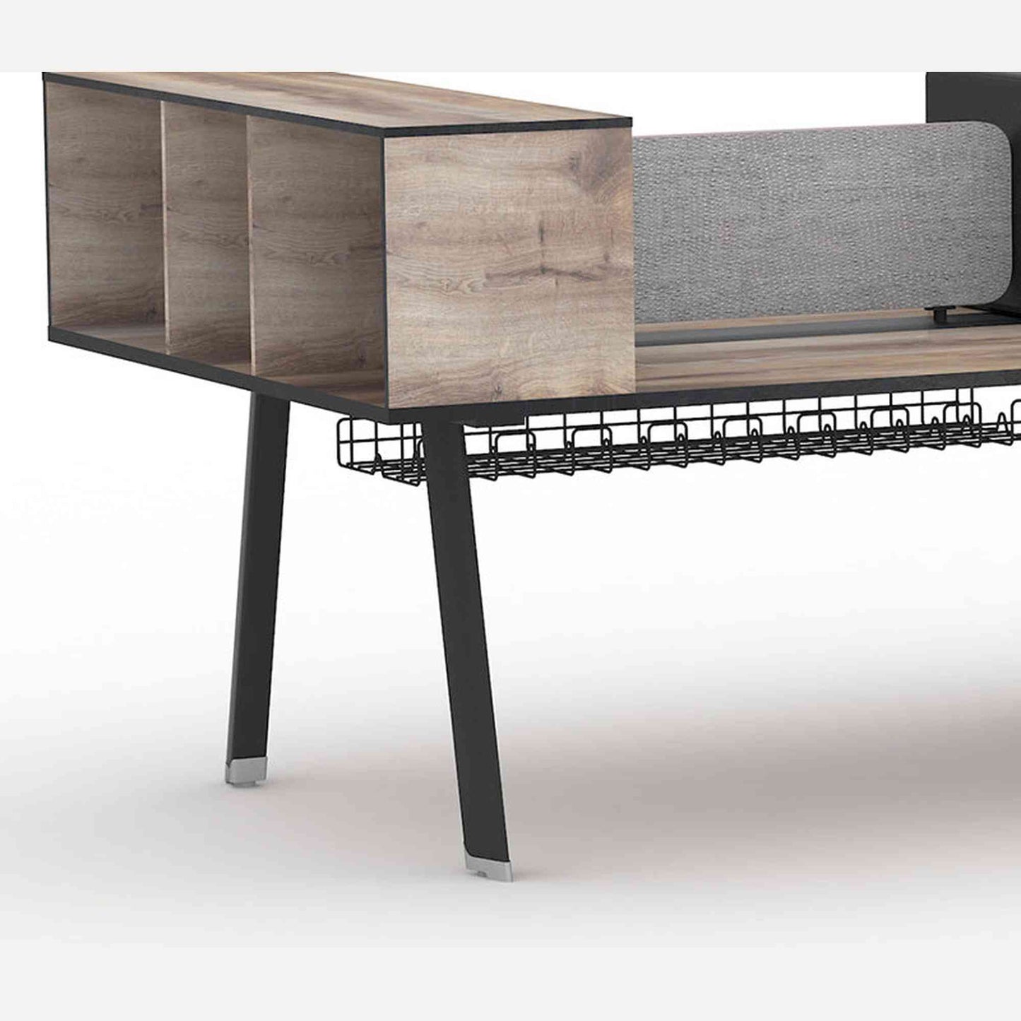 ARTO 6 Person Workstation Double Sided 5.0M - Warm Oak & Black