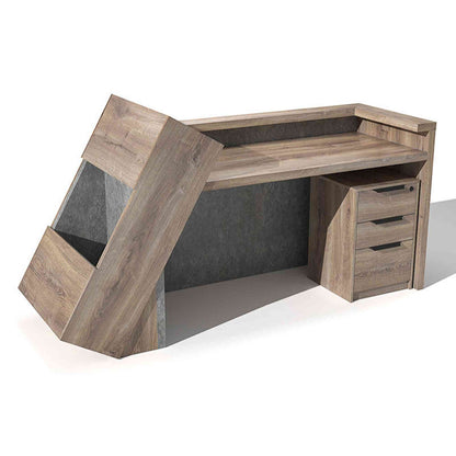 QUADE Reception Desk Left Panel 2.0M - Warm Oak & Concrete Color