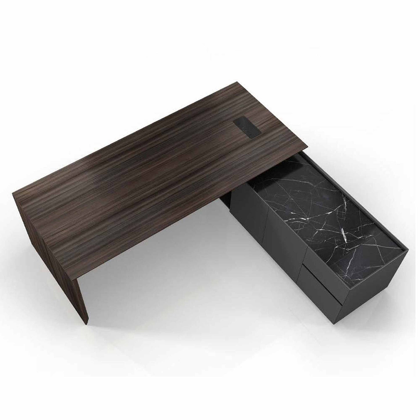 ARMANDO Executive Desk 220cm Right Return - Hazelnut & Grey