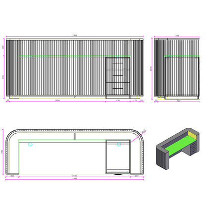 HALO Reception Desk 240cm - Oak & White