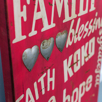 Red Joy Happiness Family Wooden Wall Hanging In Antique Red,Home Decor,Paintings & Prints,Modern Furniture
