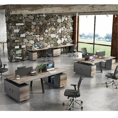 ARTO Single Workstation Desk with Left Cabinet 1.2M - Mahogany Black,Office Furniture,Desks,Featured Products,Modern Furniture
