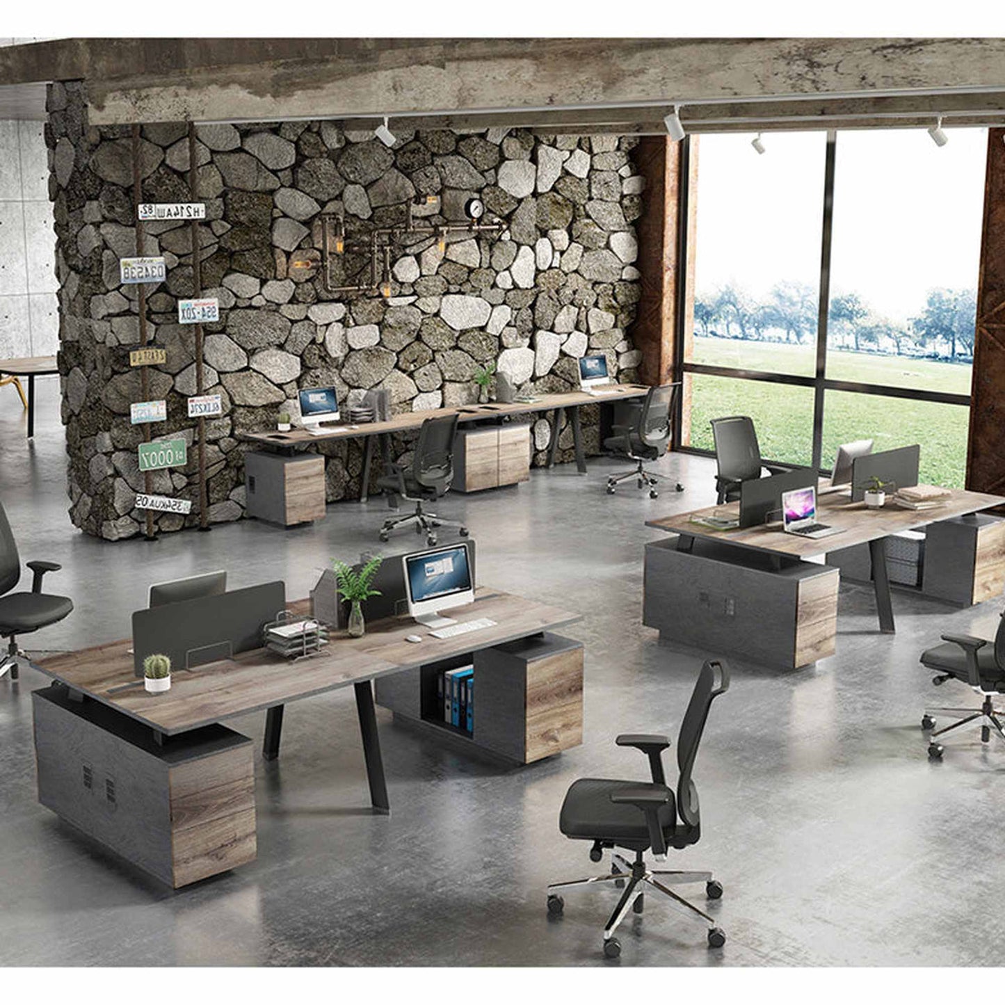 ARTO Single Workstation Desk with Right Cabinet 1.2M - Mahogany Black,Office Furniture,Desks,Featured Products,Modern Furniture