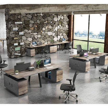 ARTO Single Workstation Desk with Right Cabinet 1.2M - Mahogany Black,Office Furniture,Desks,Featured Products,Modern Furniture