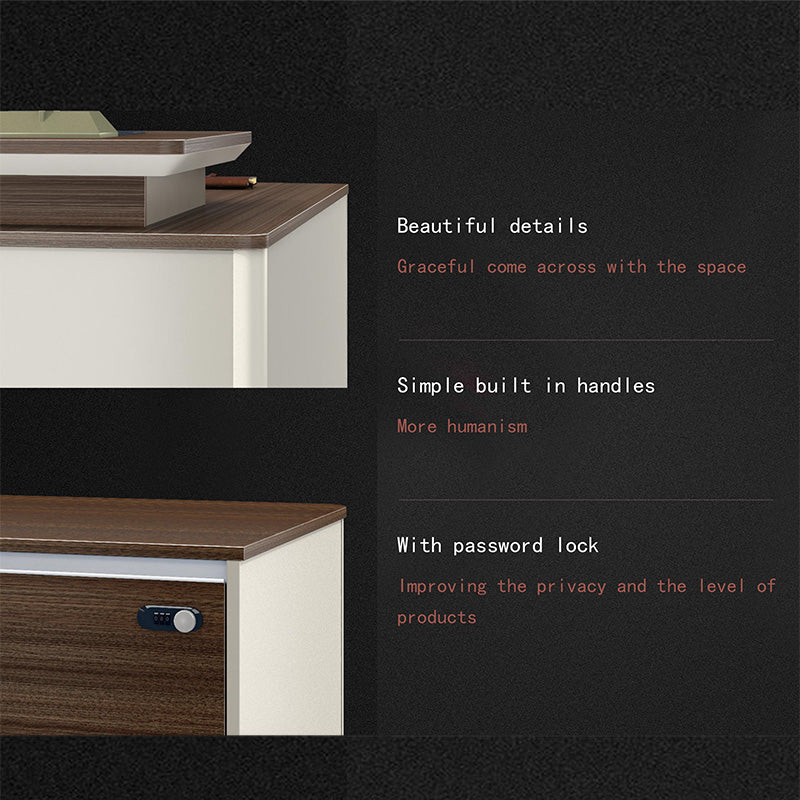 ANDERS Executive Desk Reversible Return 2.0M - Hazelnut & Beige