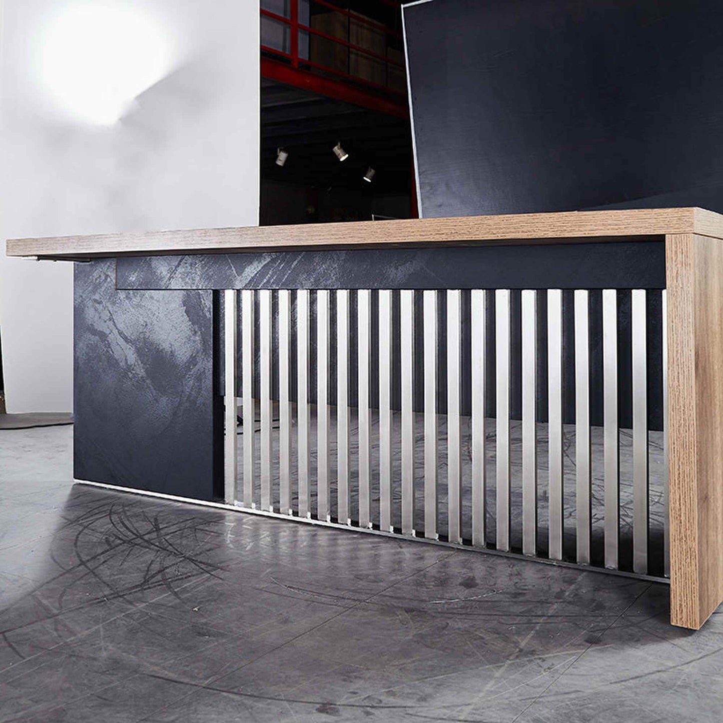 AFTAN Executive Desk Left Panel 180cm - Warm Oak & Black